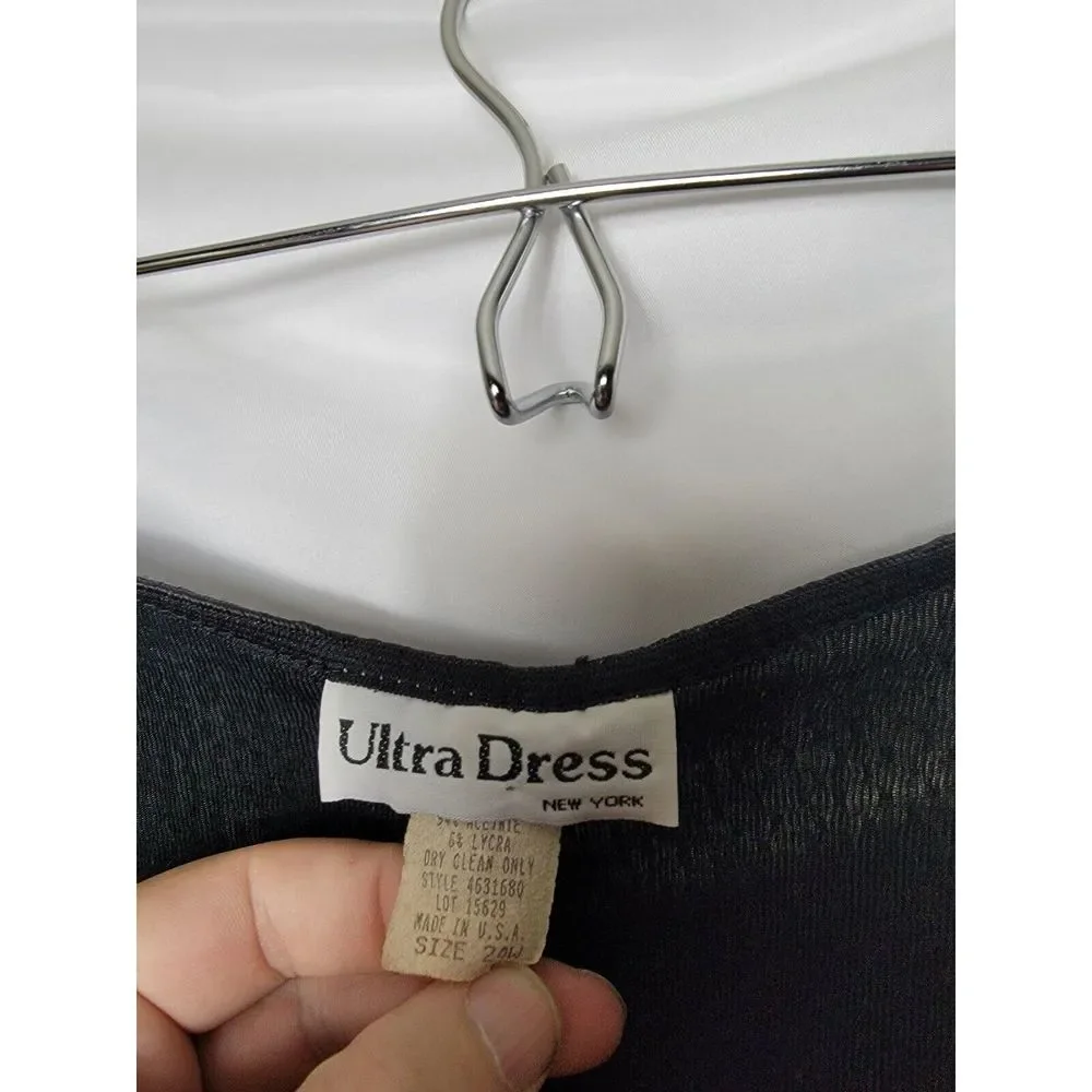 Vintage Long Ultra Dress New York Gown Black Sparkle 24W Made in USA 80s‎ 90s